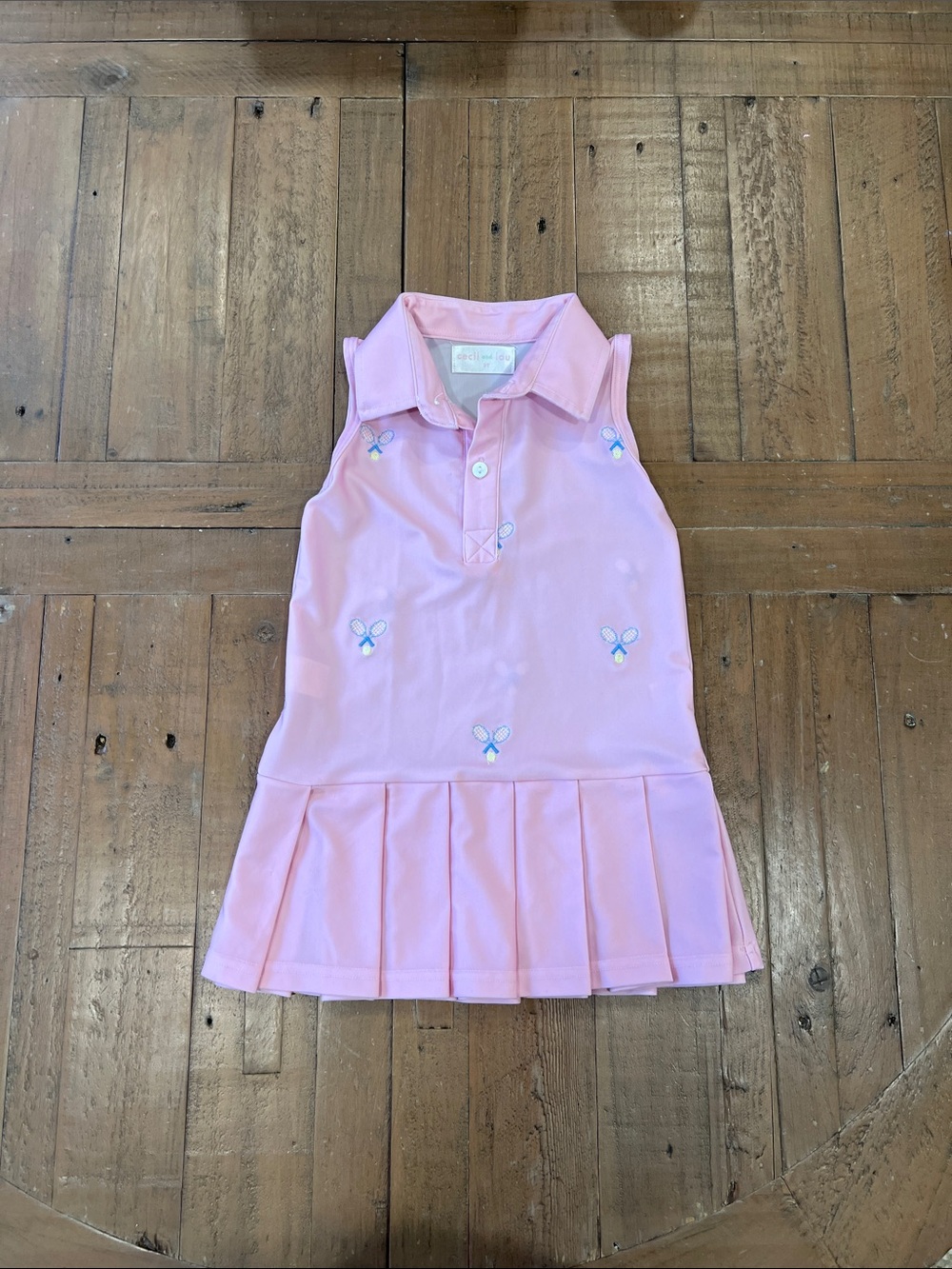 Cecil and Lou pink tennis dress girls 3T pleated sporty embroidered preppy